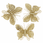 Kit Adorno De Natal Plástico e Metal Dourado Cromus 8,5x9,5cm 3 Unidades