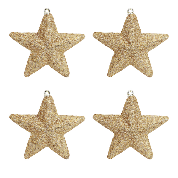 Kit Adorno Estrela para Árvore Plástico Ouro 9x8,5x2cm Cromus