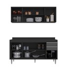 Kit Aéreo Lavinia E Balcão Lorena 160cm S/ Tampo Preto Com Gr