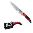 Kit Afiador Amolador 4 Em 1 + Faca Do Chef 8