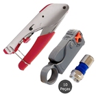Kit Alicate Compressão + Decapador +  10 Conectores Rg6