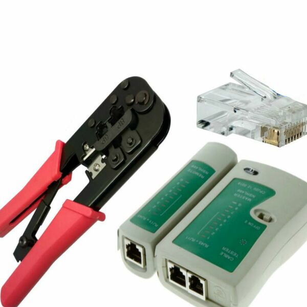 Kit Alicate De Crimpar/testador Cabo Rede/100 Conector Rj45