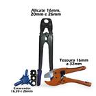 Kit Alicate Prensa Tubo Pex 16/20 E 26mm+ Tesoura+escareador