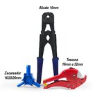 Kit Alicate Prensa Tubo Pex 16mm + Tesoura + Escareador