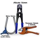 Kit Alicate Prensa Tubo Pex 16mm+tesoura+escareador+mola16mm
