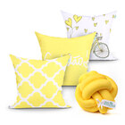 Kit Almofada Amarela Gratidão 3 Unidades 45cm X 45cm Com Refi