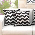 Kit Almofada Chevron Preta Grande Estampada Jacquard 60cm X 6