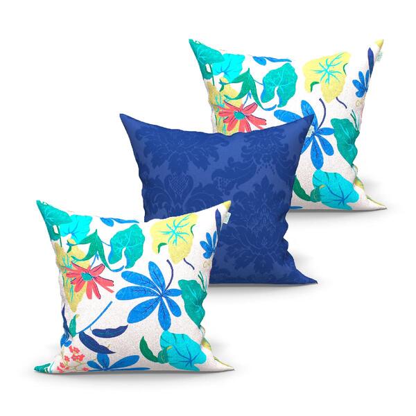 Kit Almofada Colorida Grande Azul Kit 3 Unidades 60cm X 60cm