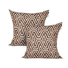 Kit Almofada De Linho Tabaco Geométrica 45cm X 45cm Com Enchi