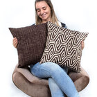 Kit Almofada De Linho Tabaco Lisa 45cm X 45cm Com Enchimento