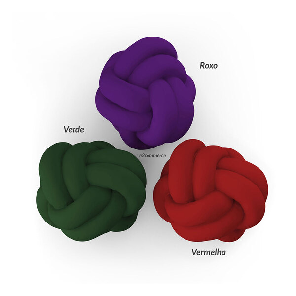 Kit Almofada De Nó Roxo, Verde E Vermelha 3 Unidades