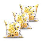 Kit Almofada Decorativa Amarela Floral Grande 60cm X 60cm Kit