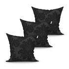 Kit Almofada Decorativa Preta Lisa Medalhão 3 Unidades 45cm X
