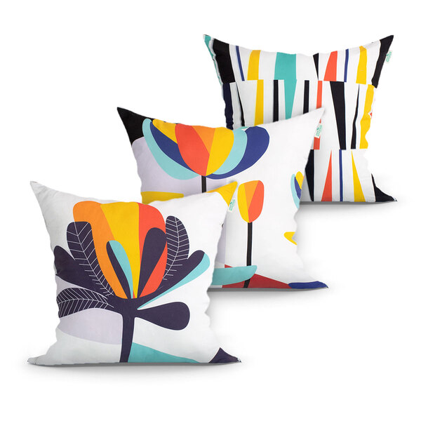 Kit Almofada Estampada Geométrica Colorida 3 Unidades 45cm X