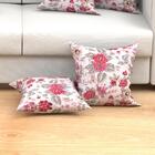 Kit Almofada Floral Estampada Vermelha 2 Unidades Com Refil D