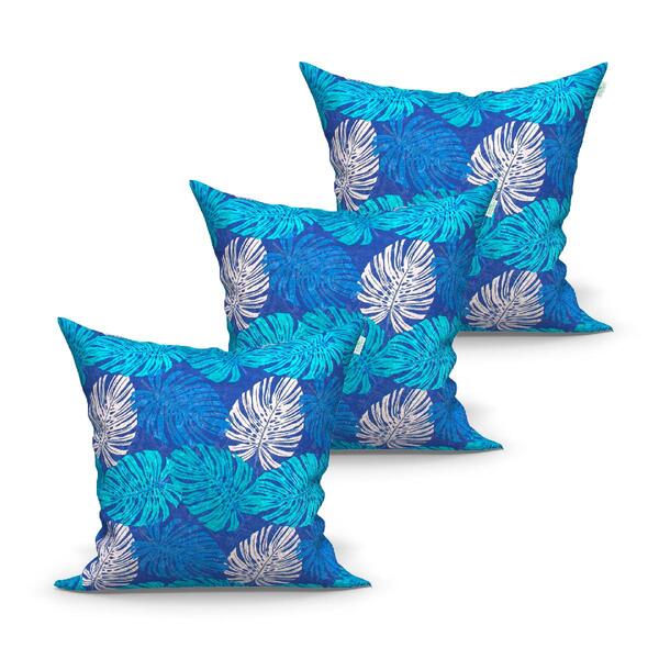 Kit Almofada Grande Azul Floral Kit 3 Unidades 60cm X 60cm Te