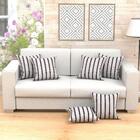 Kit Almofada Listrada Cinza 2 Unidades 45cm X 45cm Com Refil