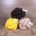 Kit Almofada Nó Escandinavo 3 Unidades Amarelo, Bege E Tabaco