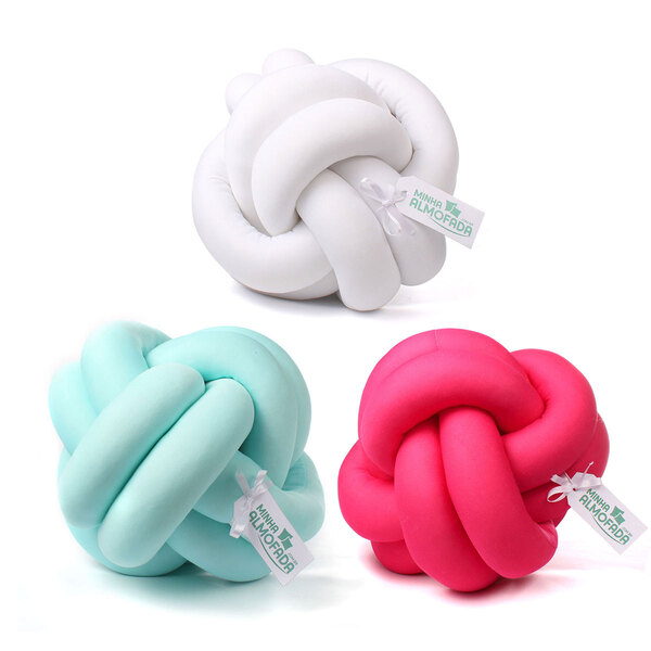 Kit Almofada Para Cama De Nó Pink, Branco E Verde Água 3 Unid