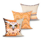 Kit Almofada Para Quarto Estampada Decorativa Laranja / Bege