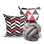 Kit Almofada Para Sala Cinza Estampada Geométrica 2 Unidades