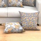 Kit Almofada Para Sala Decorativa Amarela Floral 60cm X 60cm