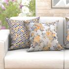 Kit Almofada Para Sala Decorativa Amarela Floral 60cm X 60cm