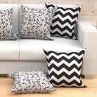 Kit Almofada Para Sala Preta Chevron Grande 4 Unidades 60cm X