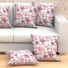 Kit Almofada Para Sala Rosa Floral Decorativa 4 Unidades 60cm