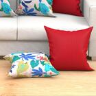 Kit Almofada Para Sala Vermelha Estampada Floral Grande 60cm