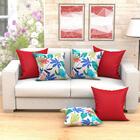 Kit Almofada Para Sala Vermelha Estampada Floral Grande 60cm