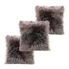 Kit Almofada Peluda Pelo Alto Longo Kit 3 Unidades Chumbo 45c