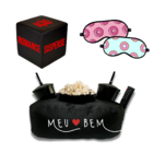 Kit Almofada Pipoca Meu Bem + Cubo + 2 Máscaras Preto