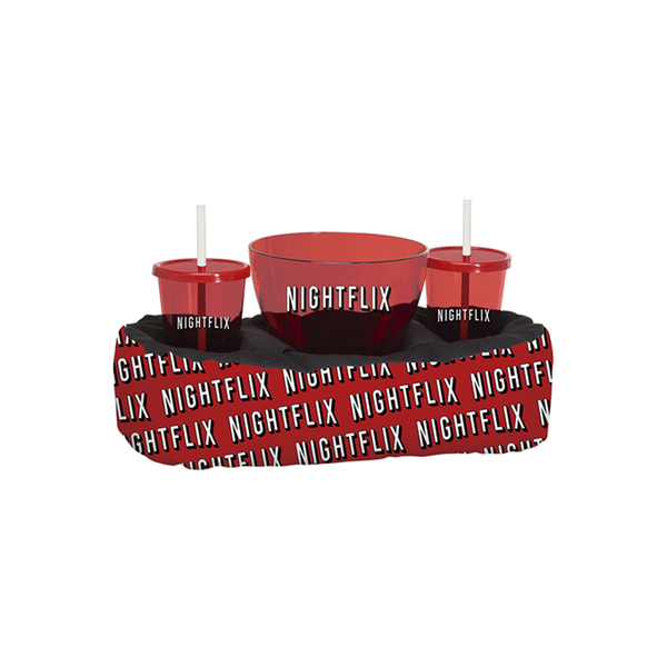 Kit Almofada Porta Pipoca 1 Balde 2 Copos Casal Filme Cinema