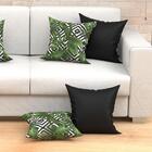Kit Almofada Preta + Verde Estampada 2 Unidades Com Refil De