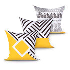 Kit Almofada Quarto Amarela Geométrica Estampada 3 Unidades 4