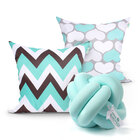 Kit Almofada Quarto Azul Tiffany Chevron 2 Unidades 45cm X 45