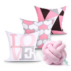 Kit Almofada Rosa Love Estampada Para Quarto 3 Unidades 45cm