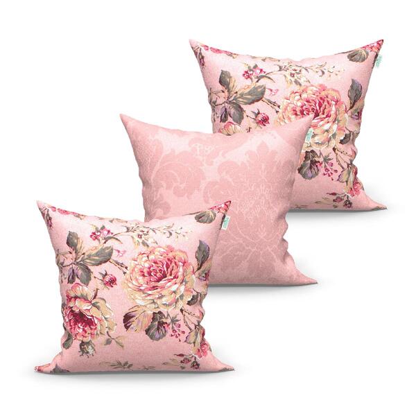 Kit Almofada Rosê Decorativa 3 Unidades 45cm X 45cm Tecido Ja