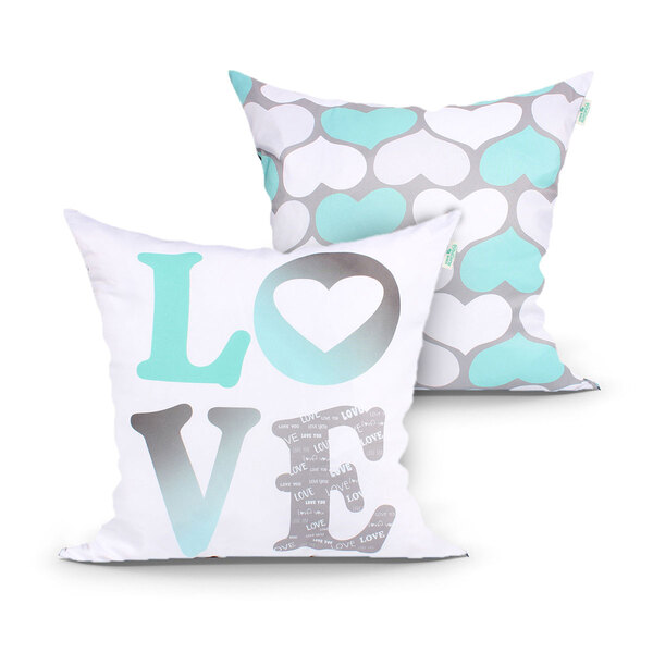 Kit Almofada Tiffany Love Estampada 2 Unidades 45cm X 45cm Co