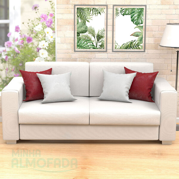 Kit Almofada Vermelha E Branca 4 Unidades 45cm X 45cm Com Ref