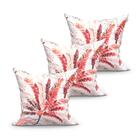 Kit Almofada Vermelha Estampada 3 Unidades 45cm X 45cm Tecido