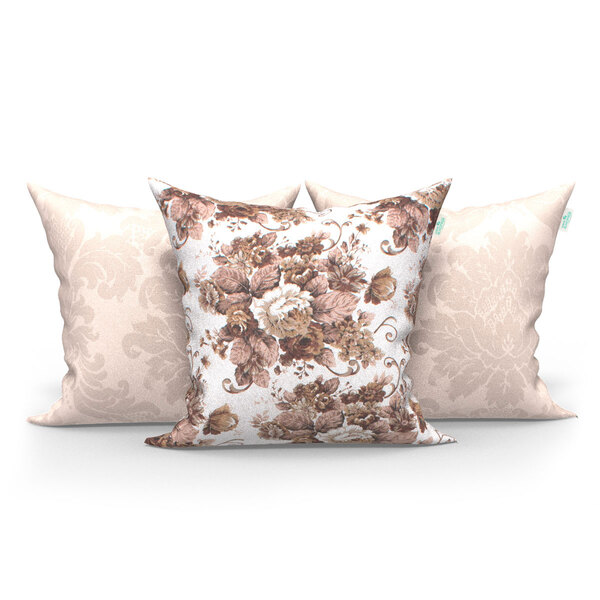 Kit Almofadas Decorativas Bege e Damasco Cáqui 45cm x 45cm co