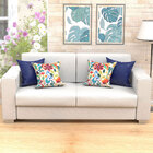 Kit Almofadas Decorativas Para Sala Azul E Floral 4 Unidades