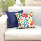 Kit Almofadas Decorativas Para Sala Azul E Floral 4 Unidades