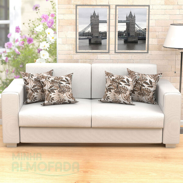 Kit Almofadas Decorativas Para Sala Floral Tabaco 45cm X 45cm