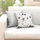 Kit Almofadas Decorativas Para Sala Jornal Cinza  Composê 45c