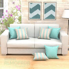 Kit Almofadas Decorativas Para Sala Listras Azul Tiffany 45cm