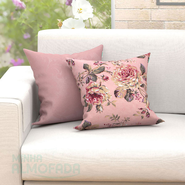 Kit Almofadas Decorativas Para Sala Rosê Escuro Composê Flora