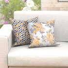 Kit Almofadas Decorativas Para Sala Triângulo Floral Amarelo